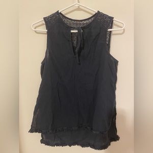 Black Cotton Top with a Lace Back